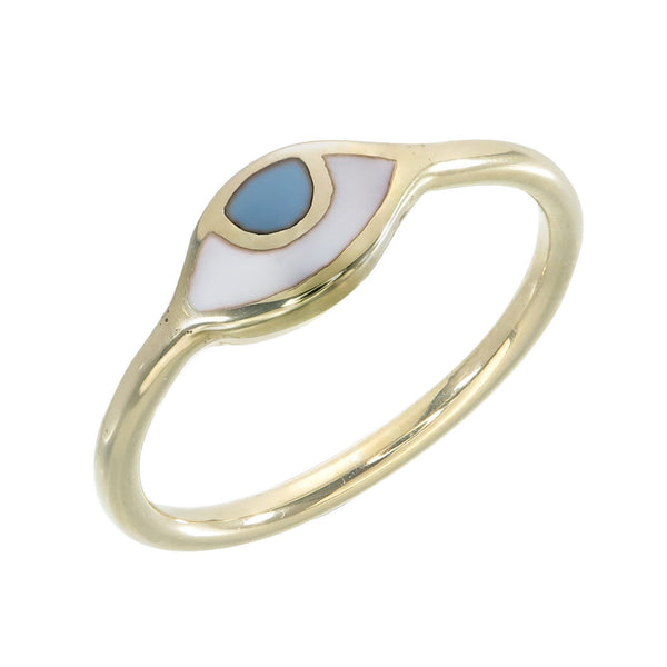 EYE SPY RING - PASTEL BLUE - GOLD