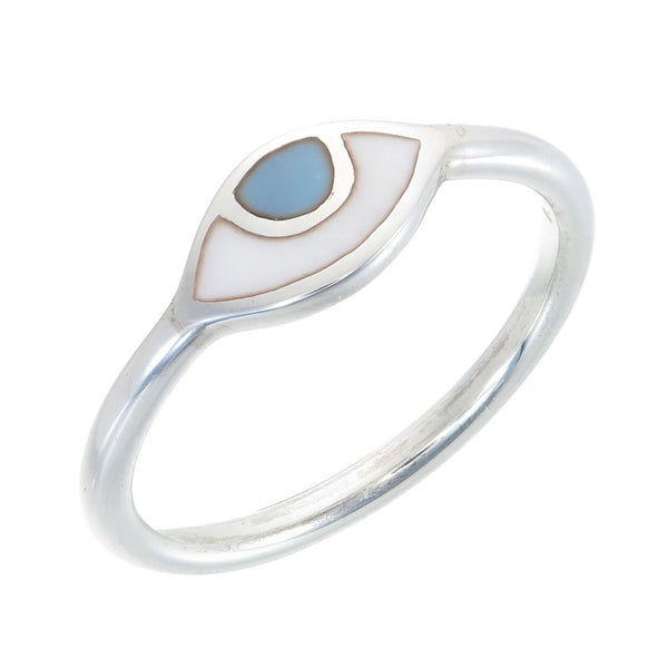 EYE SPY RING - PASTEL BLUE - SILVER