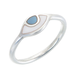 EYE SPY RING - PASTEL BLUE - SILVER