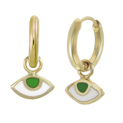 EYE SPY - SMALL HOOPS - FOREST GREEN - GOLD