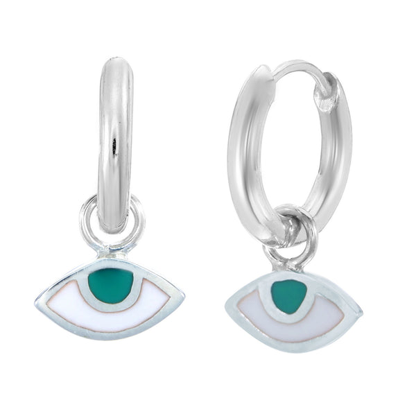EYE SPY - SMALL HOOPS - FOREST GREEN - SILVER