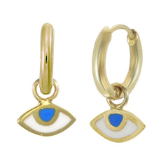 EYE SPY - SMALL HOOPS - SKY BLUE - GOLD