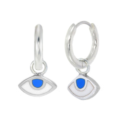 EYE SPY - SMALL HOOPS - SKY BLUE - SILVER
