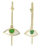 EYE PULL-THROUGH EARRINGS - FOREST GREEN - GOLD