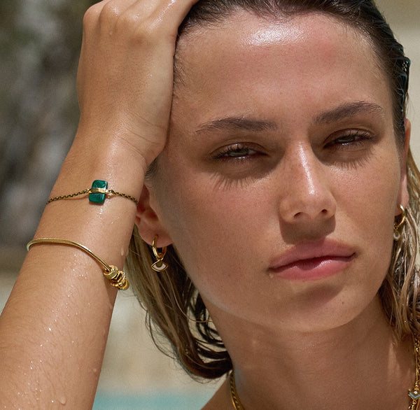 EYE SPY - SMALL HOOPS - FOREST GREEN - SILVER
