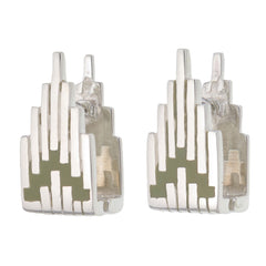 ZIGGURAT PILLAR EARRINGS - REVERSIBLE - SILVER