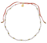 HAND-KNOTTED MINI PEARLS NECKLACE - NEON SUNSET - GOLD
