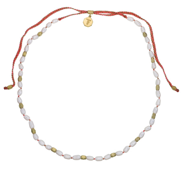 HAND-KNOTTED MINI PEARLS NECKLACE - NEON SUNSET - GOLD