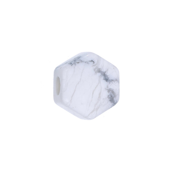 HEXIGON  BEAD - HOWLITE - FITS COLLECTOR CHAIN STYLES