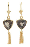 SMOKY QUARTZ TRILLION TASSEL PULL THROUGH - GOLD