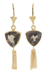 SMOKY QUARTZ TRILLION TASSEL PULL THROUGH - GOLD