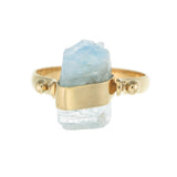 AQUAMARINE SWIVEL RING - GOLD