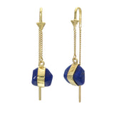 LAPIS LAZULI PUL-THROUGH EARRINGS - GOLD