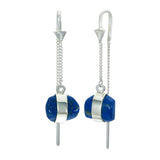LAPIS LAZULI PUL-THROUGH EARRINGS - SILVER