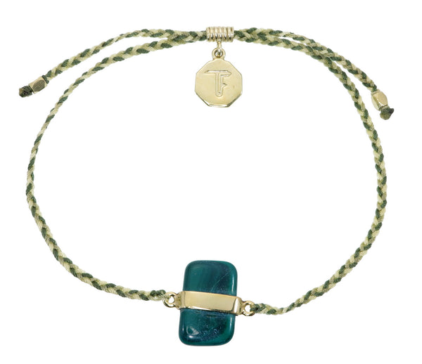 MALACHITE CRYSTAL BRACELET -  SNAKE GREEN MIX - GOLD