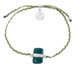 MALACHITE CRYSTAL BRACELET -  SNAKE GREEN MIX - SILVER
