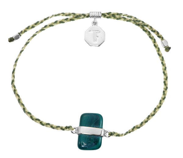 MALACHITE CRYSTAL BRACELET -  SNAKE GREEN MIX - SILVER