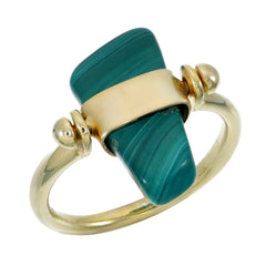 MALACHITE SWIVEL RING - GOLD