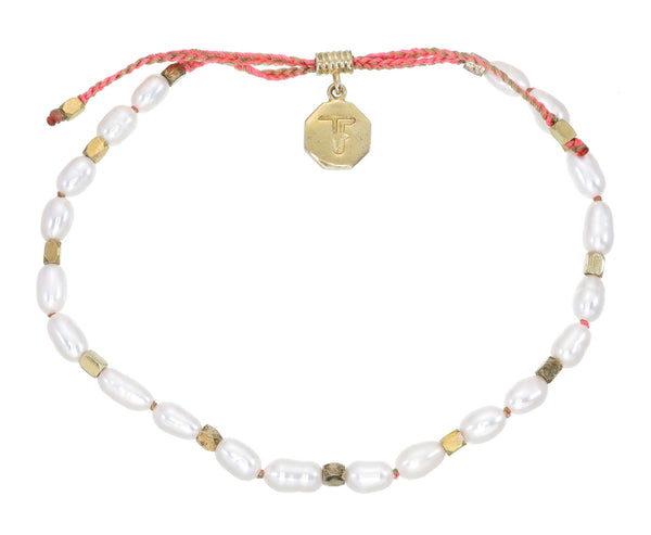 MINI PEARLS - HAND - KNOTTED BRACELET - NEON SUNSET - GOLD