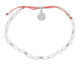 MINI PEARLS - HAND - KNOTTED BRACELET - NEON SUNSET - SILVER