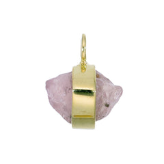 MINI ROUGH GEM CHARM -  ROSE QUARTZ - GOLD