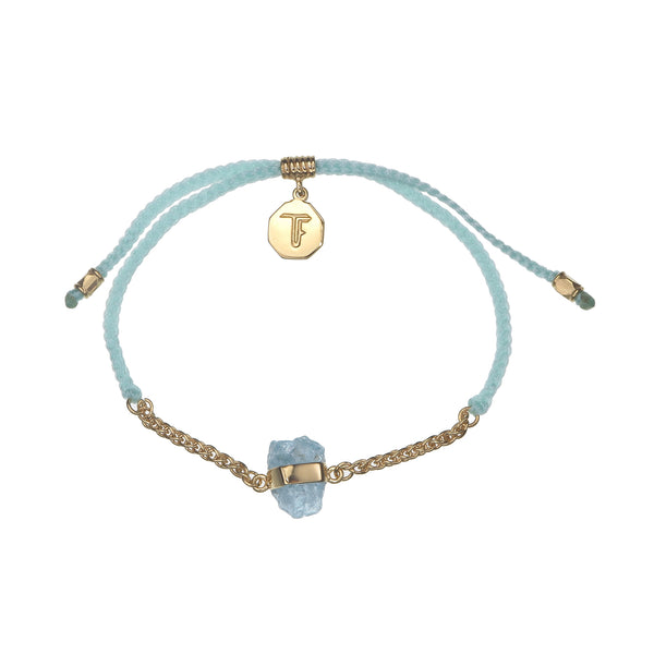 CHAIN & CORD CRYSTAL BRACELET - AQUAMARINE - MINT - GOLD