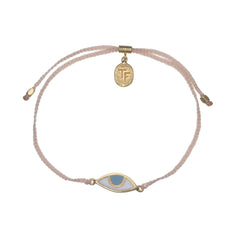 EYE PROTECTION BRACELET - SOFT PINK WITH PASTEL BLUE EYE - GOLD