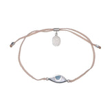 EYE PROTECTION BRACELET - SOFT PINK WITH PASTEL BLUE EYE - SILVER