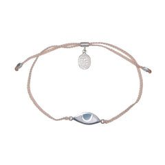 EYE PROTECTION BRACELET - SOFT PINK WITH PASTEL BLUE EYE - SILVER