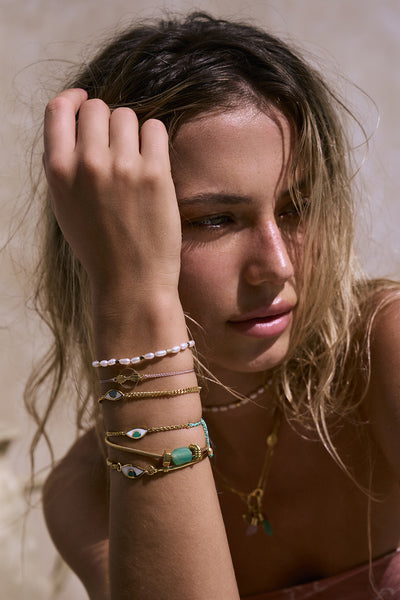 EYE  PROTECTION BANGLE - GREEN EYE - SILVER
