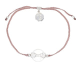 QUARTZ DISC PILLAR BRACELET - DUSTY PINK - SILVER