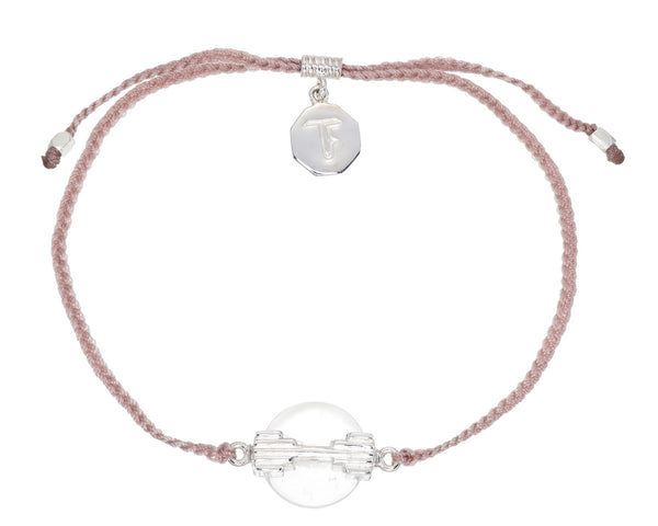 QUARTZ DISC PILLAR BRACELET - DUSTY PINK - SILVER