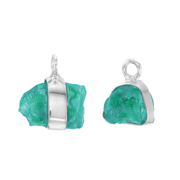 MINI ROUGH GEM CHARM - APATITE - SILVER