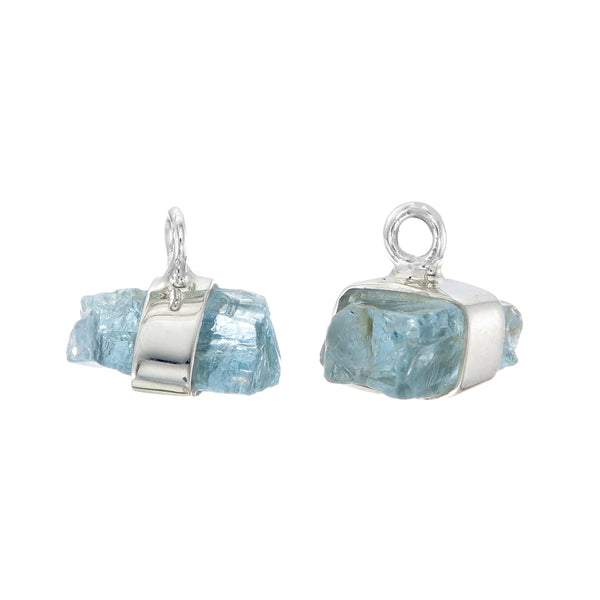 MINI ROUGH GEM CHARM - AQUAMARINE - SILVER