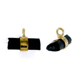 MINI ROUGH GEM CHARM - BLACK TOURMALINE - GOLD