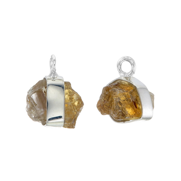 MINI ROUGH GEM CHARM - CITRINE - SILVER
