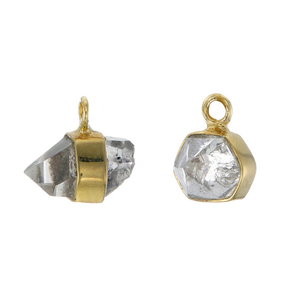MINI ROUGH GEM CHARM - DIAMOND QUARTZ - GOLD