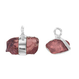 MINI ROUGH GEM CHARM - GARNET - SILVER