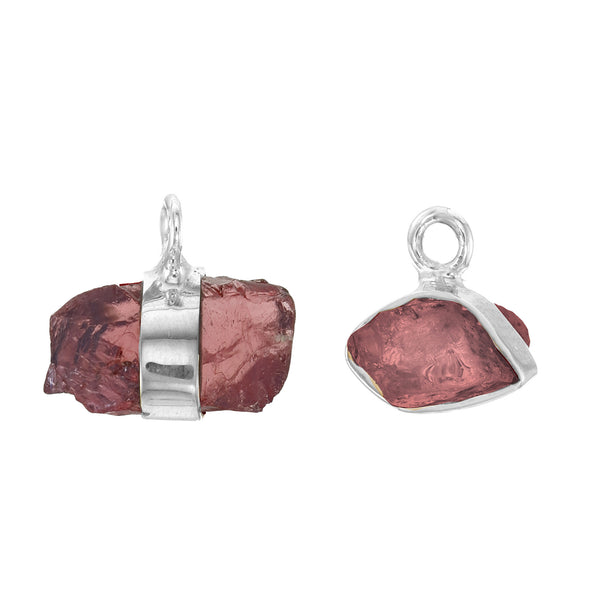 MINI ROUGH GEM CHARM - GARNET - SILVER