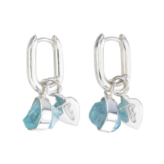 ROUGH GEM CHARM - OVAL HOOPS - APATITE - SILVER