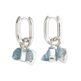 ROUGH GEM CHARM - OVAL HOOPS - AQUAMARINE - SILVER