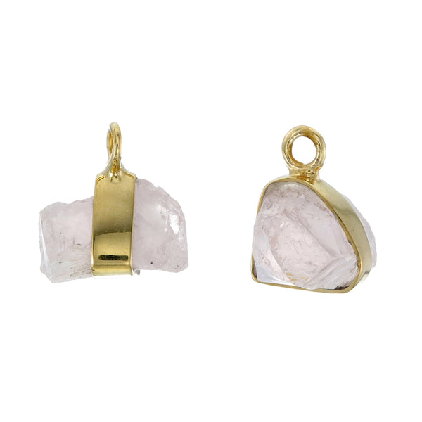 MINI ROUGH GEM CHARM - ROSE QUARTZ - GOLD