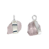 MINI ROUGH GEM CHARM - ROSE QUARTZ - SILVER