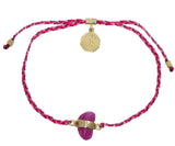 ROUGH RUBY CRYSTAL BRACELET - NEON PINK MIX - GOLD