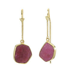 RUBY SLICE PULL-THROUGH EARRINGS - GOLD