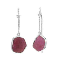 RUBY SLICE PULL-THROUGH EARRINGS - SILVER