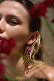 RUBY SLICE PULL-THROUGH EARRINGS - GOLD