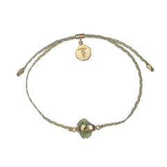 PERIDOT CRYSTAL BRACELET - SAGE GREEN AND CREAM - GOLD