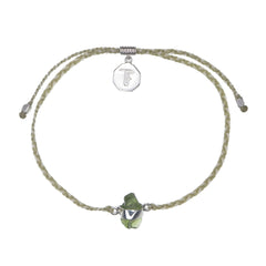 PERIDOT CRYSTAL BRACELET - SAGE GREEN AND CREAM - SILVER