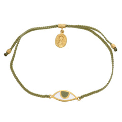 EYE PROTECTION BRACELET - SAGE GREEN WITH HAZEL EYE - GOLD